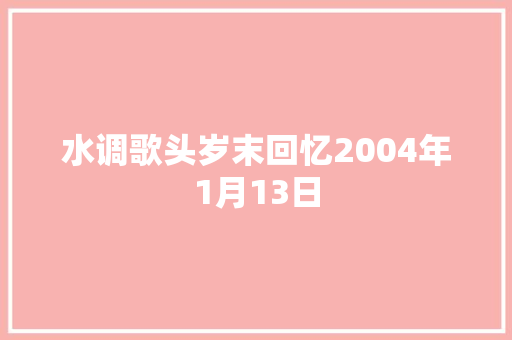 水调歌头岁末回忆2004年1月13日
