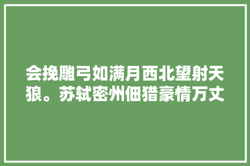 会挽雕弓如满月西北望射天狼。苏轼密州佃猎豪情万丈