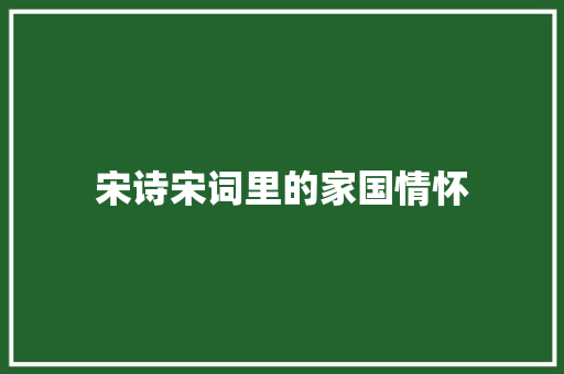 宋诗宋词里的家国情怀