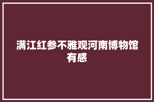满江红参不雅观河南博物馆有感