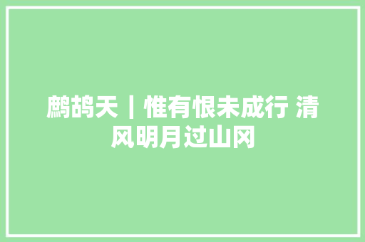 鹧鸪天｜惟有恨未成行 清风明月过山冈