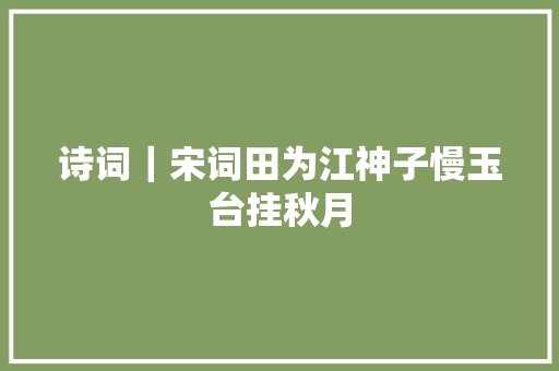 诗词｜宋词田为江神子慢玉台挂秋月