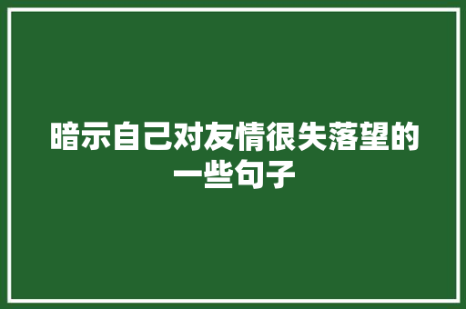 暗示自己对友情很失落望的一些句子