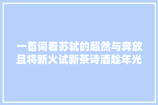 一首词看苏轼的超然与奔放且将新火试新茶诗酒趁年光光阴