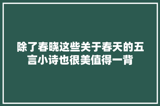 除了春晓这些关于春天的五言小诗也很美值得一背
