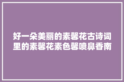 好一朵美丽的素馨花古诗词里的素馨花素色馨喷鼻香南国花