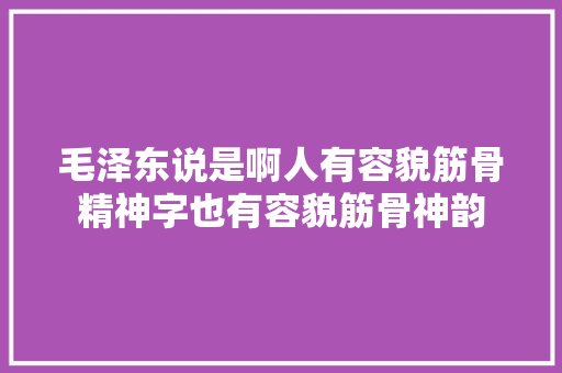 毛泽东说是啊人有容貌筋骨精神字也有容貌筋骨神韵