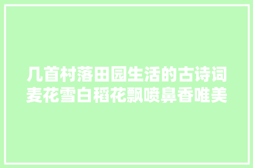 几首村落田园生活的古诗词麦花雪白稻花飘喷鼻香唯美中醉了流年