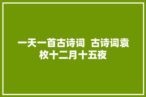 一天一首古诗词  古诗词袁枚十二月十五夜