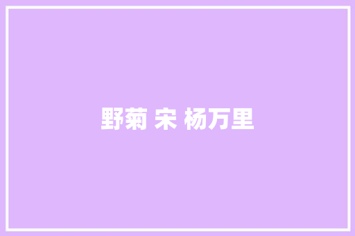 野菊 宋 杨万里