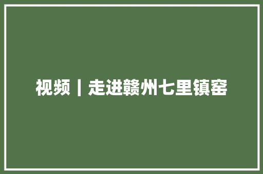 视频｜走进赣州七里镇窑