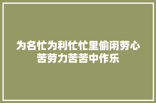 为名忙为利忙忙里偷闲劳心苦劳力苦苦中作乐