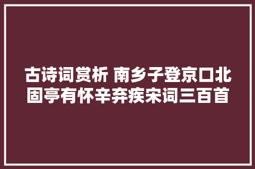 古诗词赏析 南乡子登京口北固亭有怀辛弃疾宋词三百首