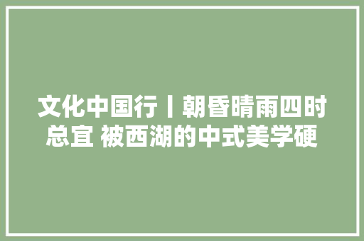 文化中国行丨朝昏晴雨四时总宜 被西湖的中式美学硬控了