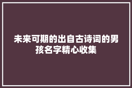 未来可期的出自古诗词的男孩名字精心收集
