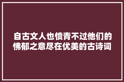 自古文人也愤青不过他们的怫郁之意尽在优美的古诗词中