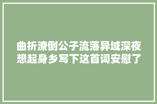 曲折潦倒公子流落异域深夜想起身乡写下这首词安慰了若干游子心