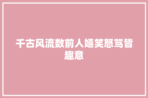 千古风流数前人嬉笑怒骂皆趣意