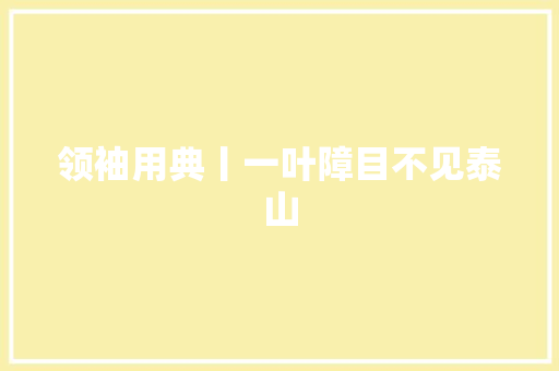 领袖用典丨一叶障目不见泰山