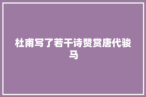 杜甫写了若干诗赞赏唐代骏马