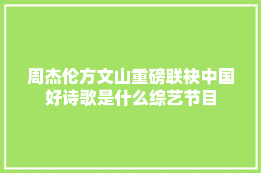 周杰伦方文山重磅联袂中国好诗歌是什么综艺节目