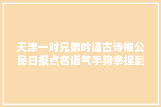 天津一对兄弟吟诵古诗被公民日报点名语气手势拿捏到位