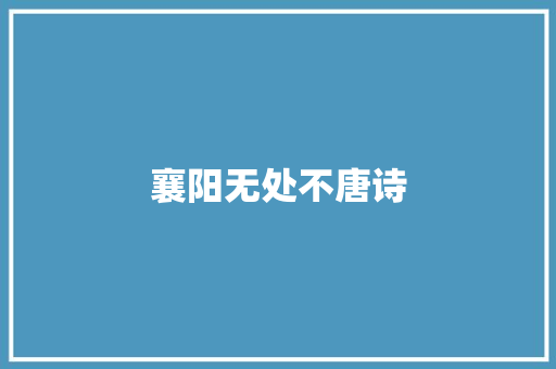 襄阳无处不唐诗