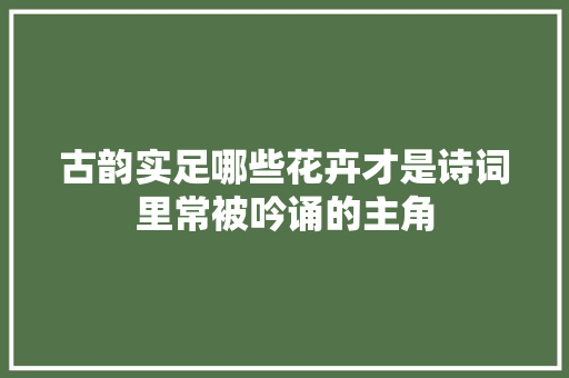 古韵实足哪些花卉才是诗词里常被吟诵的主角