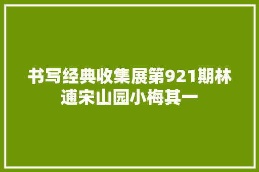 书写经典收集展第921期林逋宋山园小梅其一