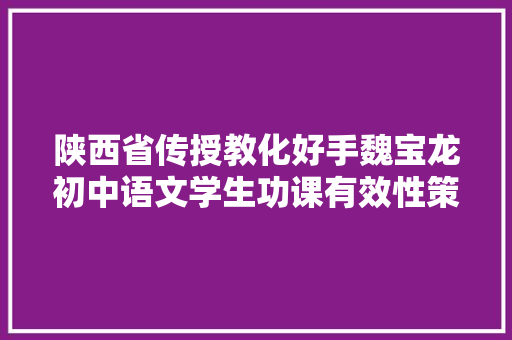 陕西省传授教化好手魏宝龙初中语文学生功课有效性策略及案例研究