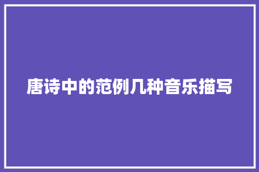 唐诗中的范例几种音乐描写