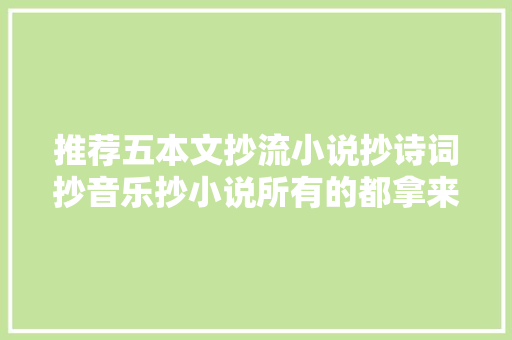 推荐五本文抄流小说抄诗词抄音乐抄小说所有的都拿来