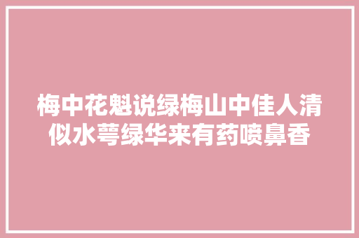 梅中花魁说绿梅山中佳人清似水萼绿华来有药喷鼻香