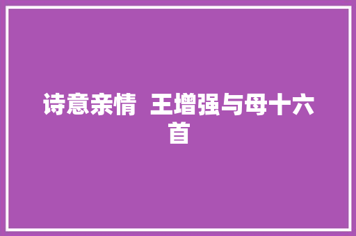 诗意亲情  王增强与母十六首