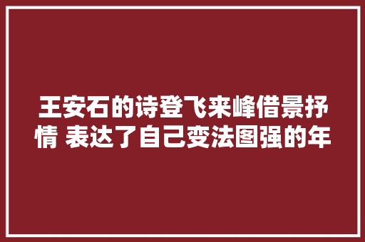 王安石的诗登飞来峰借景抒情 表达了自己变法图强的年夜志壮志