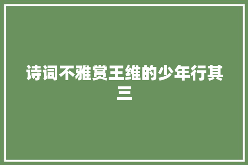 诗词不雅赏王维的少年行其三