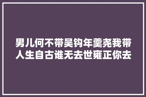 男儿何不带吴钩年羹尧我带人生自古谁无去世雍正你去世