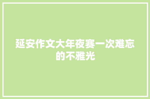 延安作文大年夜赛一次难忘的不雅光