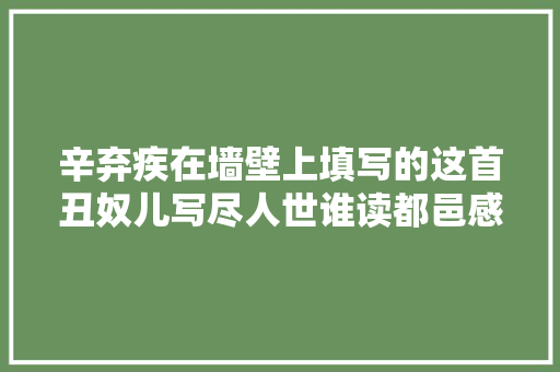 辛弃疾在墙壁上填写的这首丑奴儿写尽人世谁读都邑感慨万千