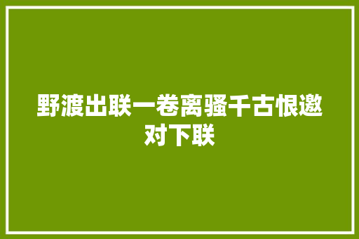 野渡出联一卷离骚千古恨邀对下联