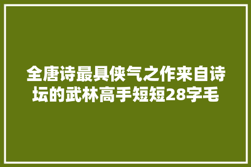 全唐诗最具侠气之作来自诗坛的武林高手短短28字毛骨悚然