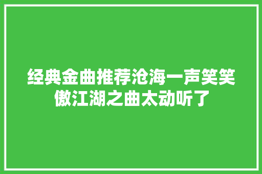 经典金曲推荐沧海一声笑笑傲江湖之曲太动听了