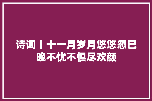 诗词丨十一月岁月悠悠忽已晚不忧不惧尽欢颜