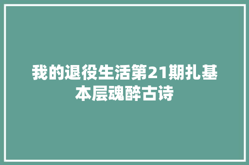 我的退役生活第21期扎基本层魂醉古诗