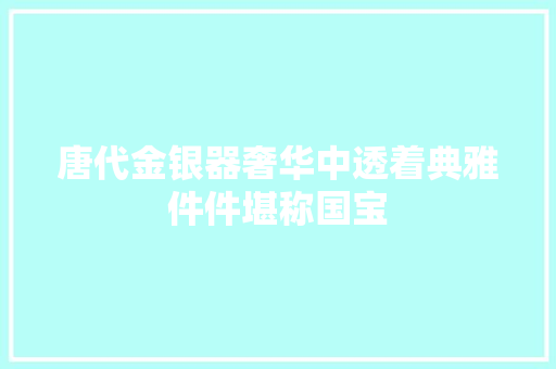 唐代金银器奢华中透着典雅件件堪称国宝