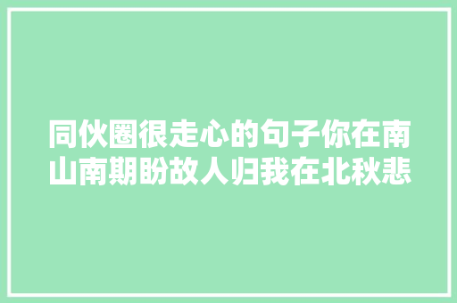 同伙圈很走心的句子你在南山南期盼故人归我在北秋悲等待浪人回