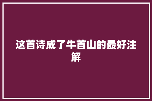 这首诗成了牛首山的最好注解