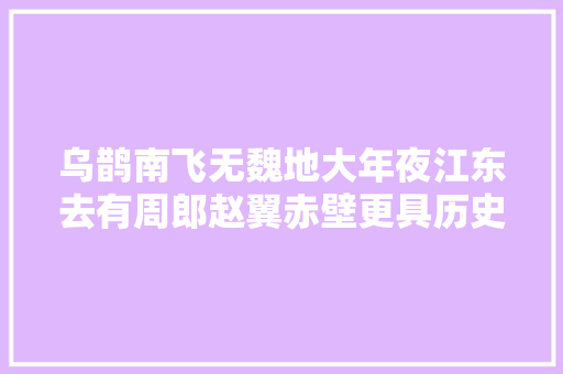 乌鹊南飞无魏地大年夜江东去有周郎赵翼赤壁更具历史沧桑感