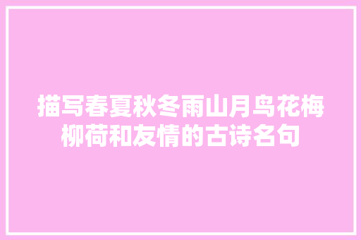 描写春夏秋冬雨山月鸟花梅柳荷和友情的古诗名句