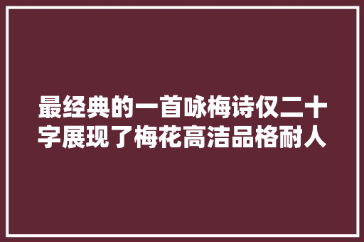 最经典的一首咏梅诗仅二十字展现了梅花高洁品格耐人寻味